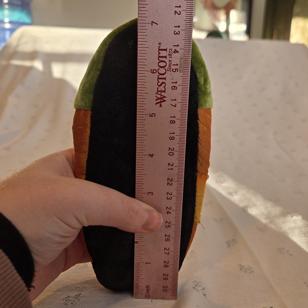 Goody Orange Silk and Green Velvet Girl's Slippers Child Medium - Picture 6 of 6